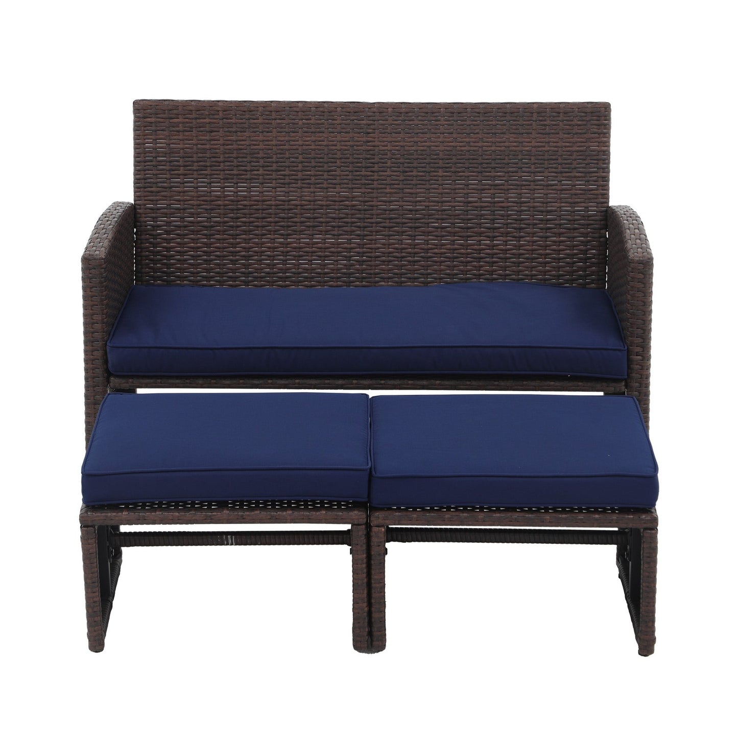 Set di divani da esterno in rattan da 3 pezzi con cuscini