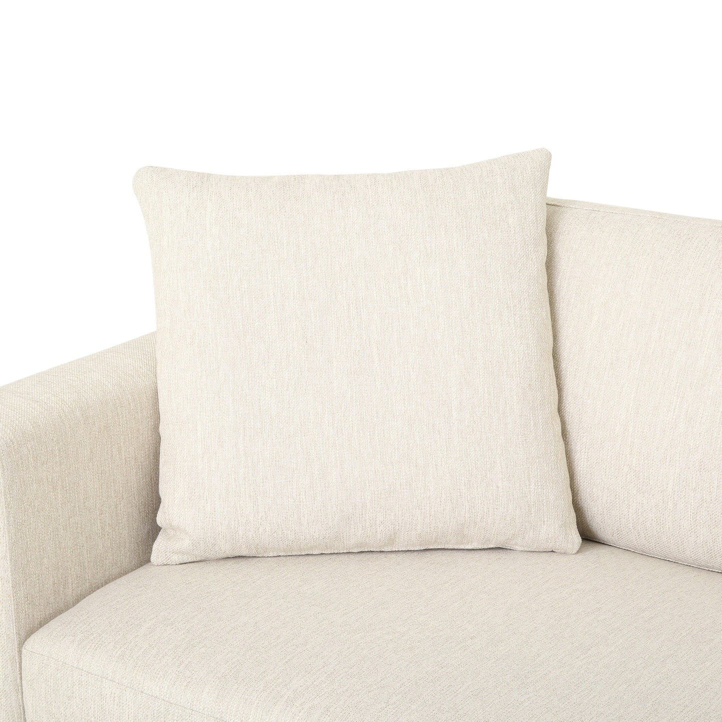 Divano a 3 posti con gambe in legno e due cuscini