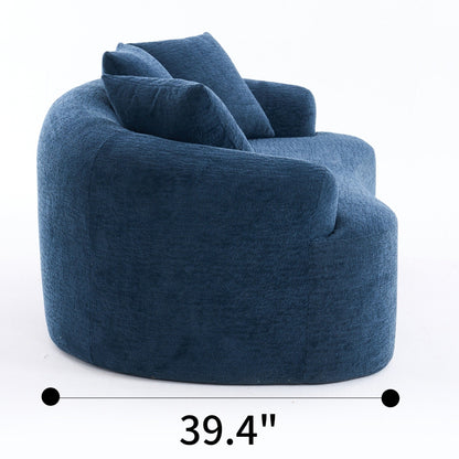 Divano a due posti curvo compatto in ciniglia 30D, senza montaggio, con compressione completa in spugna