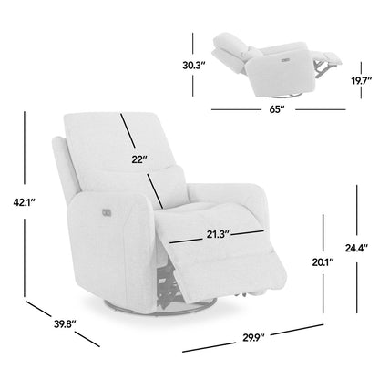 Poltrona reclinabile elettrica con braccioli girevole a 360 gradi, in similpelle