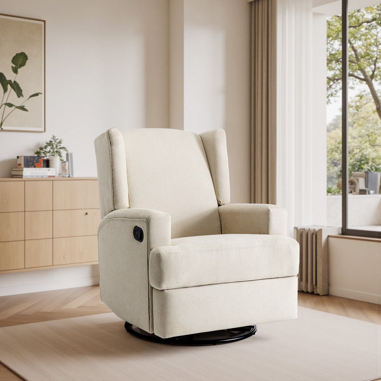 Poltrona reclinabile girevole manuale con schienale ad ala da 31'' W
