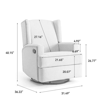 Poltrona reclinabile girevole manuale con schienale ad ala da 31'' W