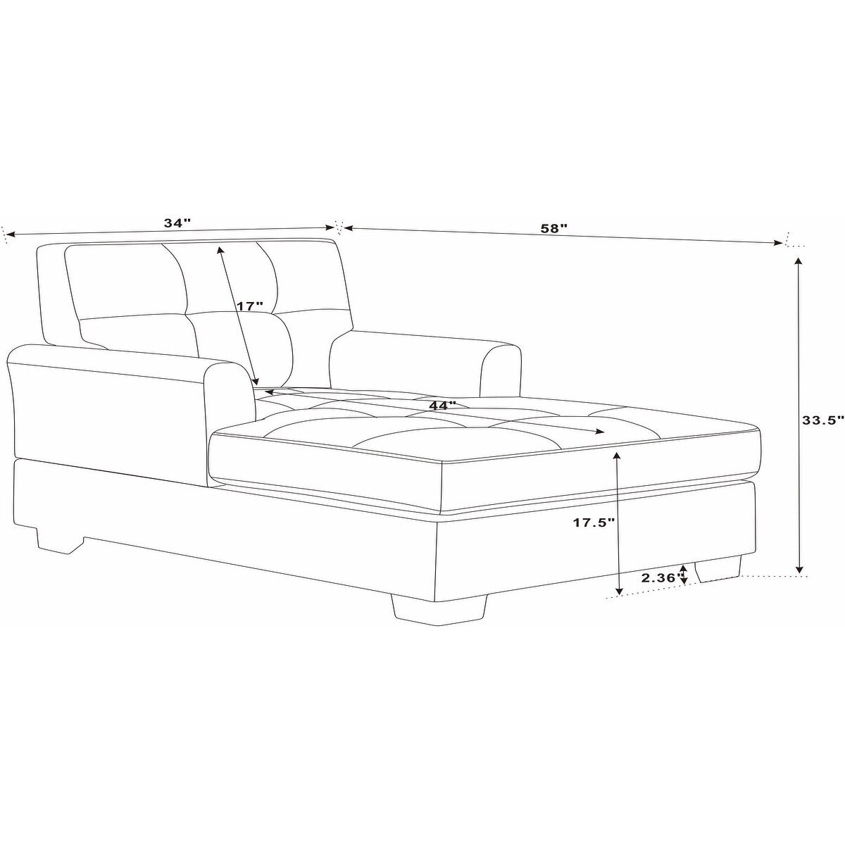 Chaise longue larga 34, morbida imbottitura, resistente miscela di poliestere, seduta e schienale trapuntati con bottoni offrono uno stile e un comfort senza tempo.
