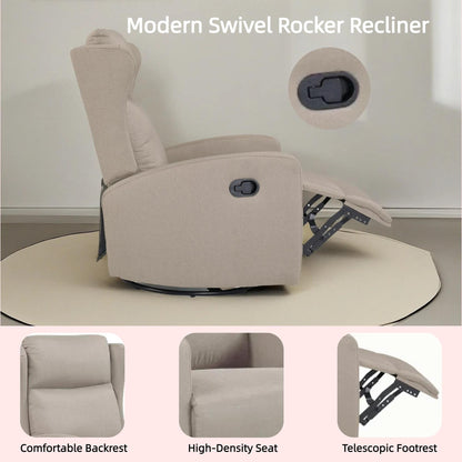 Poltrona reclinabile a dondolo girevole a 360° con schienale regolabile - Design moderno per soggiorno, ufficio e spazi di intrattenimento