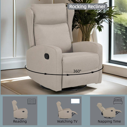 Poltrona reclinabile a dondolo girevole a 360° con schienale regolabile - Design moderno per soggiorno, ufficio e spazi di intrattenimento