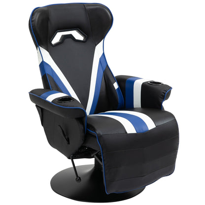 Sedia da gioco reclinabile per computer in stile racing con rotazione a 360°, sedia da ufficio ergonomica con supporto lombare, poggiapiedi e portabicchieri