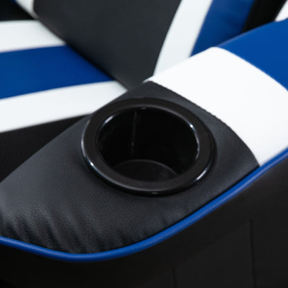 Sedia da gioco reclinabile per computer in stile racing con rotazione a 360°, sedia da ufficio ergonomica con supporto lombare, poggiapiedi e portabicchieri