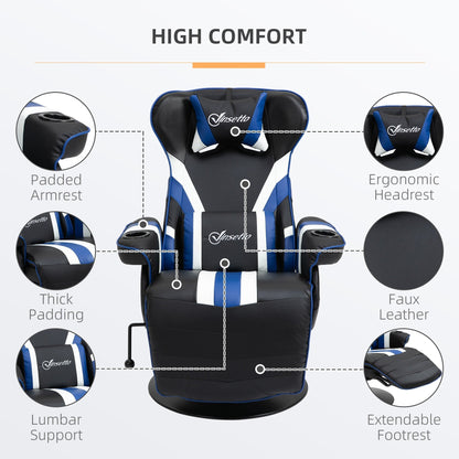Sedia da gioco reclinabile per computer in stile racing con rotazione a 360°, sedia da ufficio ergonomica con supporto lombare, poggiapiedi e portabicchieri