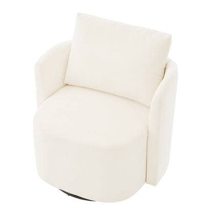 Poltrona girevole a 360°, poltrona a botte in ciniglia, poltrona lounge dal design curvo, poltrona girevole imbottita per soggiorno