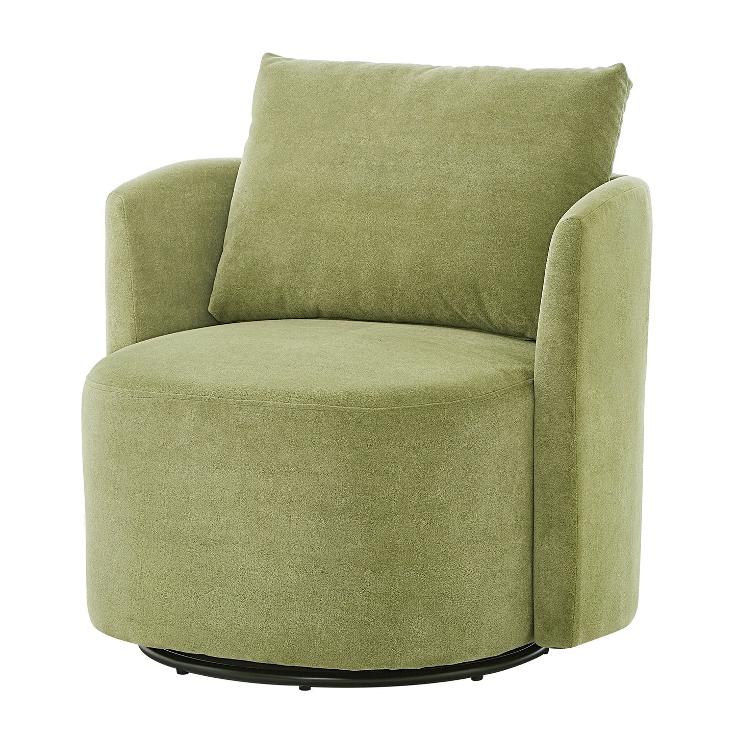 Poltrona girevole a 360°, poltrona a botte in ciniglia, poltrona lounge dal design curvo, poltrona girevole imbottita per soggiorno