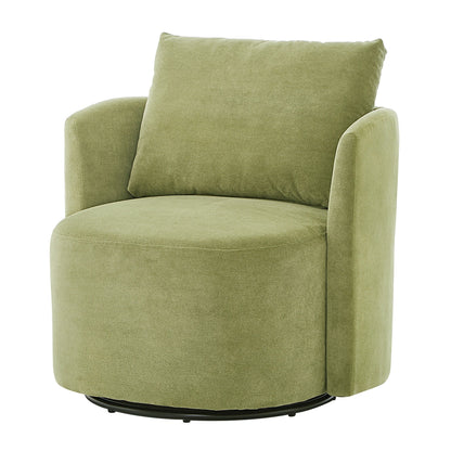 Poltrona girevole a 360°, poltrona a botte in ciniglia, poltrona lounge dal design curvo, poltrona girevole imbottita per soggiorno