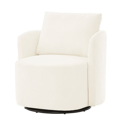 Poltrona girevole a 360°, poltrona a botte in ciniglia, poltrona lounge dal design curvo, poltrona girevole imbottita per soggiorno