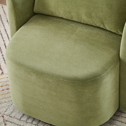Poltrona girevole a 360°, poltrona a botte in ciniglia, poltrona lounge dal design curvo, poltrona girevole imbottita per soggiorno