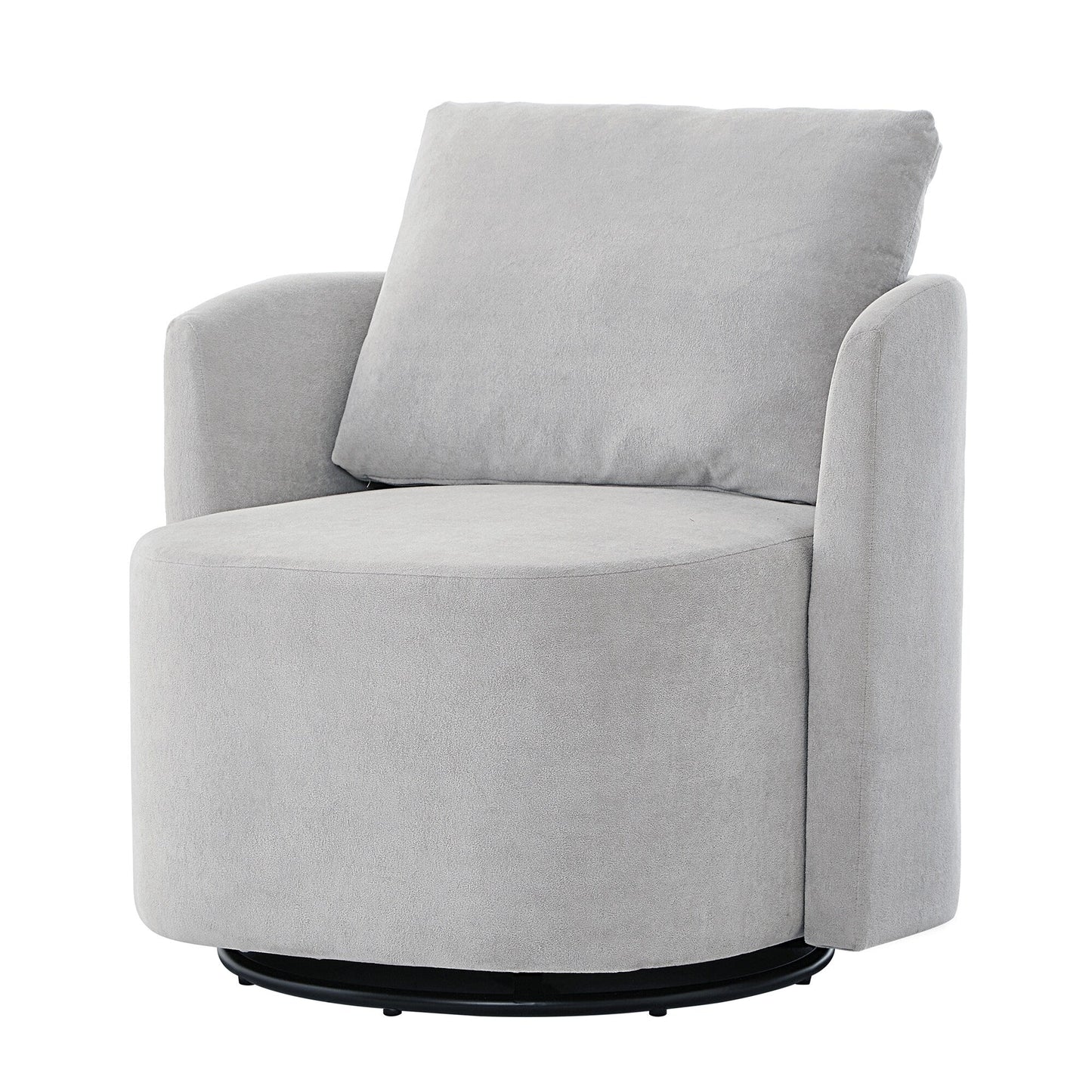Poltrona girevole a 360°, poltrona a botte in ciniglia, poltrona lounge dal design curvo, poltrona girevole imbottita per soggiorno