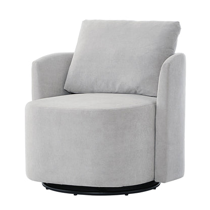 Poltrona girevole a 360°, poltrona a botte in ciniglia, poltrona lounge dal design curvo, poltrona girevole imbottita per soggiorno