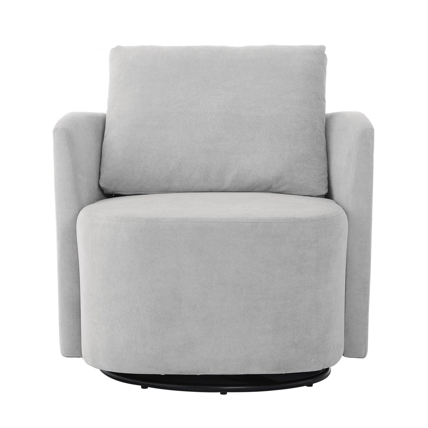 Poltrona girevole a 360°, poltrona a botte in ciniglia, poltrona lounge dal design curvo, poltrona girevole imbottita per soggiorno