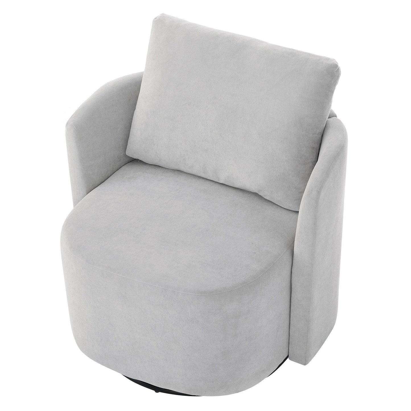 Poltrona girevole a 360°, poltrona a botte in ciniglia, poltrona lounge dal design curvo, poltrona girevole imbottita per soggiorno