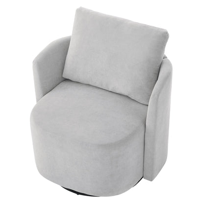 Poltrona girevole a 360°, poltrona a botte in ciniglia, poltrona lounge dal design curvo, poltrona girevole imbottita per soggiorno