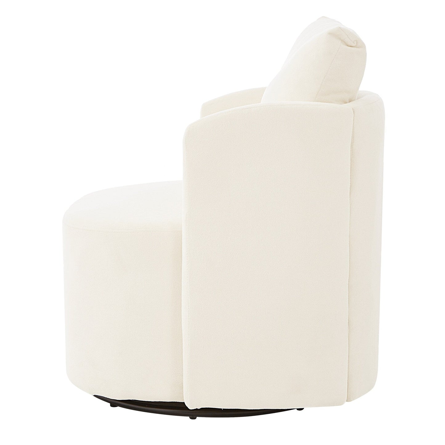 Poltrona girevole a 360°, poltrona a botte in ciniglia, poltrona lounge dal design curvo, poltrona girevole imbottita per soggiorno