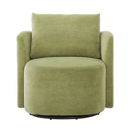 Poltrona girevole a 360°, poltrona a botte in ciniglia, poltrona lounge dal design curvo, poltrona girevole imbottita per soggiorno