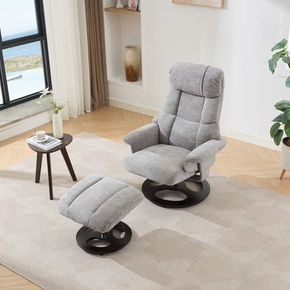 Poltrona reclinabile ergonomica girevole a 360° con poggiapiedi, schienale regolabile, massaggio a 5 vibrazioni, riscaldamento del sedile, tessuto in ciniglia