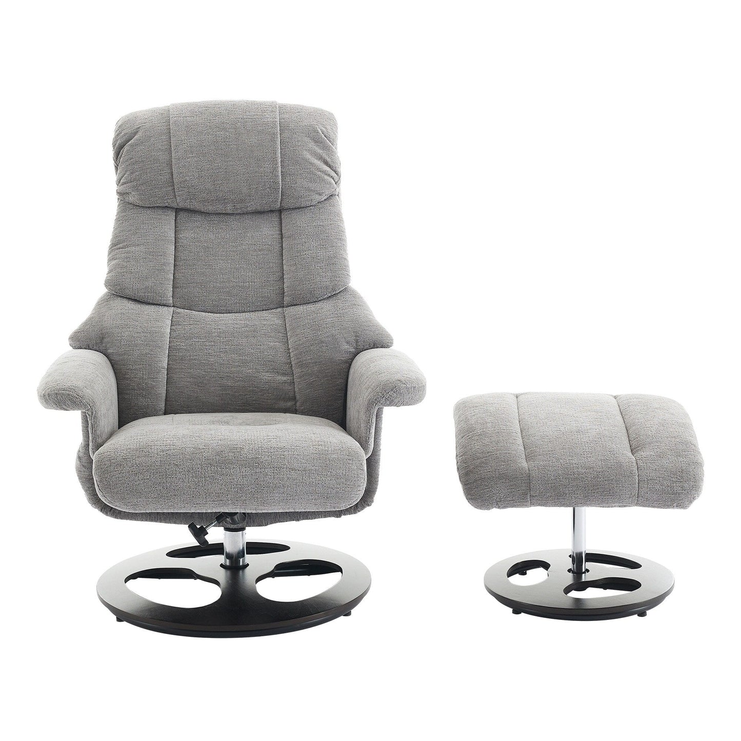 Poltrona reclinabile ergonomica girevole a 360° con poggiapiedi, schienale regolabile, massaggio a 5 vibrazioni, riscaldamento del sedile, tessuto in ciniglia