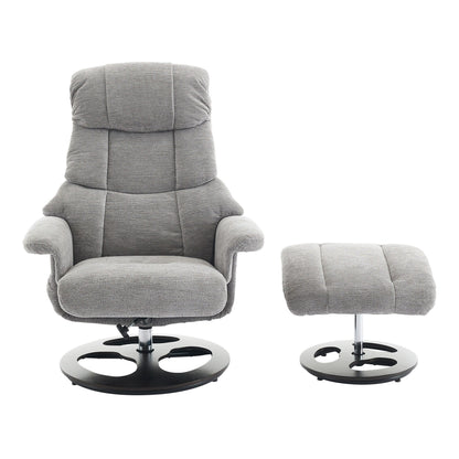 Poltrona reclinabile ergonomica girevole a 360° con poggiapiedi, schienale regolabile, massaggio a 5 vibrazioni, riscaldamento del sedile, tessuto in ciniglia