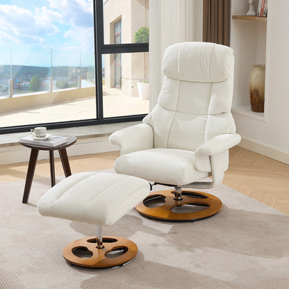 Poltrona reclinabile ergonomica girevole a 360° con poggiapiedi, schienale regolabile, massaggio a 5 vibrazioni, riscaldamento del sedile, tessuto in ciniglia