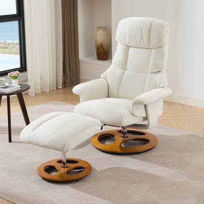 Poltrona reclinabile ergonomica girevole a 360° con poggiapiedi, schienale regolabile, massaggio a 5 vibrazioni, riscaldamento del sedile, tessuto in ciniglia