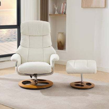 Poltrona reclinabile ergonomica girevole a 360° con poggiapiedi, schienale regolabile, massaggio a 5 vibrazioni, riscaldamento del sedile, tessuto in ciniglia