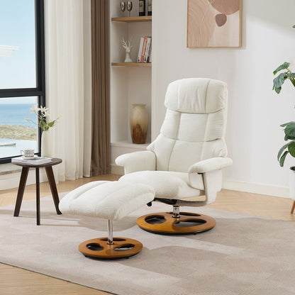 Poltrona reclinabile ergonomica girevole a 360° con poggiapiedi, schienale regolabile, massaggio a 5 vibrazioni, riscaldamento del sedile, tessuto in ciniglia