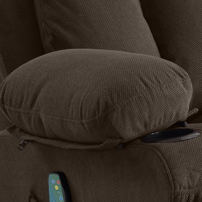 Poltrona reclinabile massaggiante riscaldata girevole a 360° con ricarica USB, portabicchieri, vano portaoggetti laterale e rivestimento in morbido pile