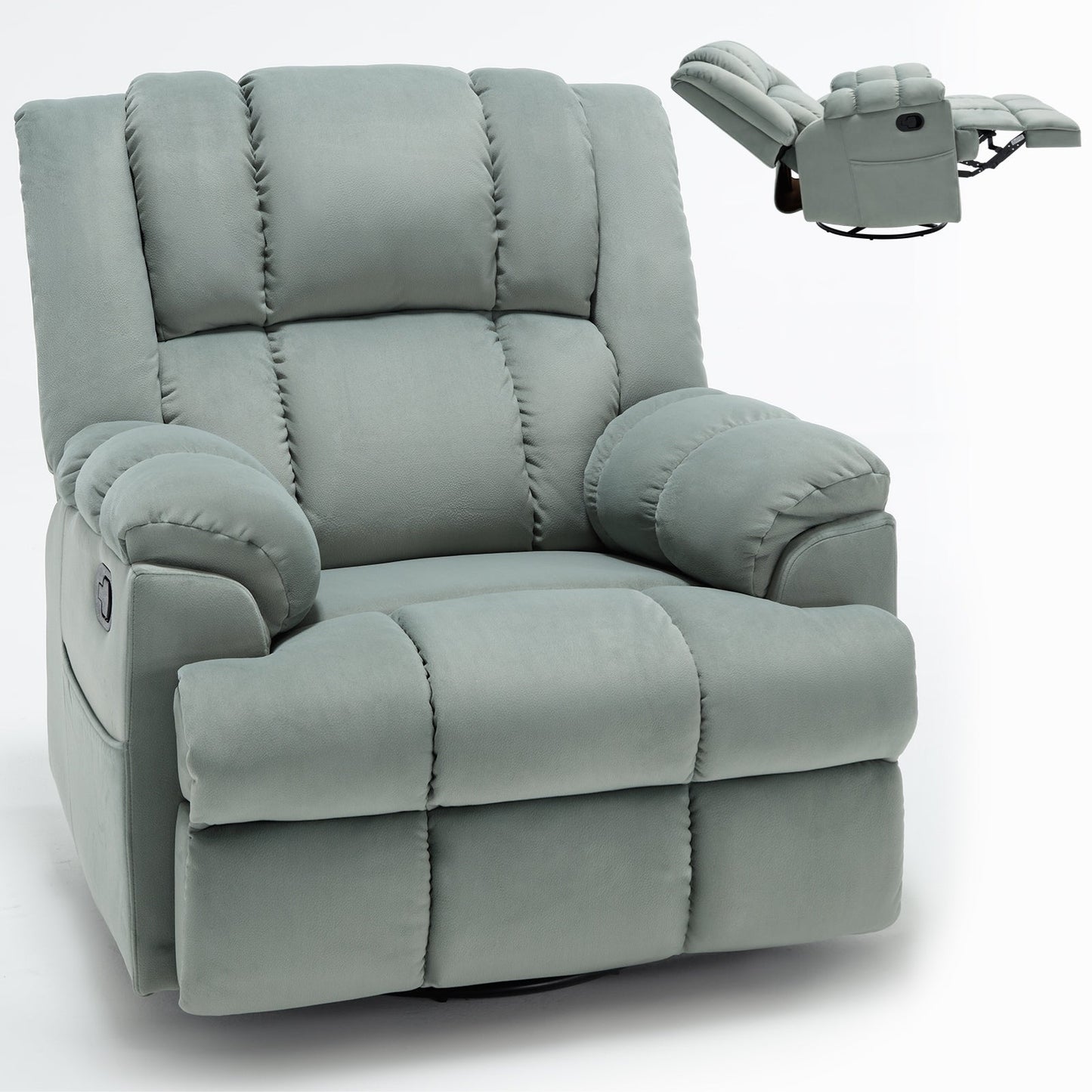 Poltrona reclinabile manuale girevole a 360°, poltrona reclinabile in tessuto a 155° wRocker