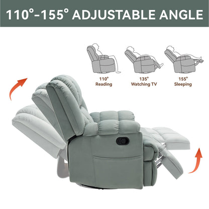 Poltrona reclinabile manuale girevole a 360°, poltrona reclinabile in tessuto a 155° wRocker