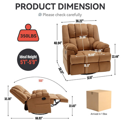 Poltrona reclinabile manuale girevole a 360°, poltrona reclinabile in tessuto a 155° wRocker
