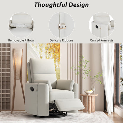 Poltrona reclinabile manuale girevole a 360° con schienale basculante regolabile e braccioli ergonomici
