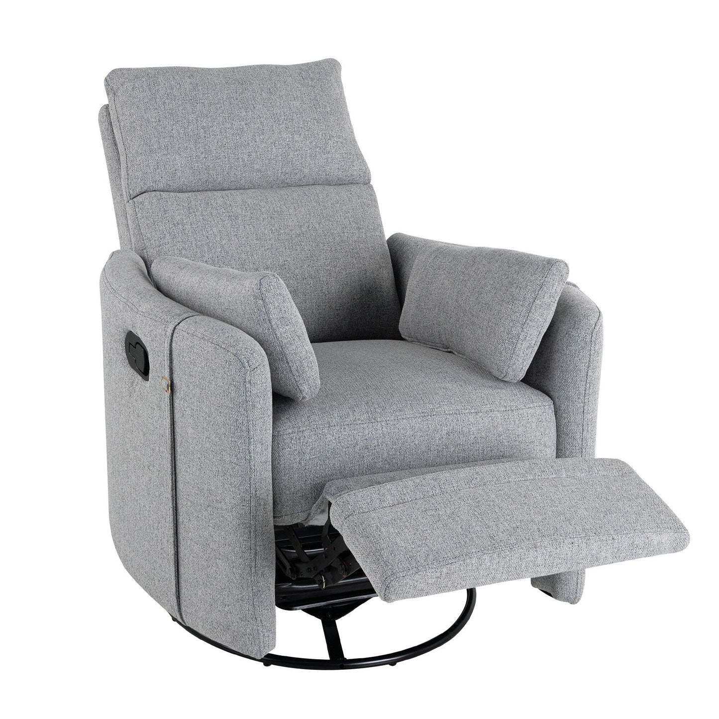 Poltrona reclinabile manuale girevole a 360° con schienale basculante regolabile e braccioli ergonomici