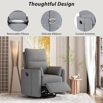 Poltrona reclinabile manuale girevole a 360° con schienale basculante regolabile e braccioli ergonomici