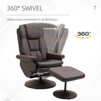 Poltrona reclinabile girevole a 360° in similpelle con poggiapiedi per soggiorno, camera da letto e ufficio domestico