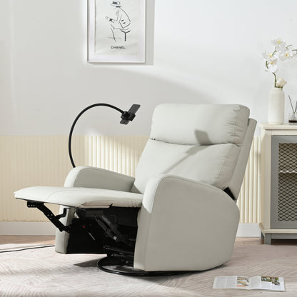 Poltrona reclinabile girevole a 360° con poggiapiedi, supporto per telefono e posizioni regolabili per home theater e soggiorno