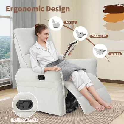 Poltrona reclinabile manuale girevole a 360° per soggiorno e camera da letto