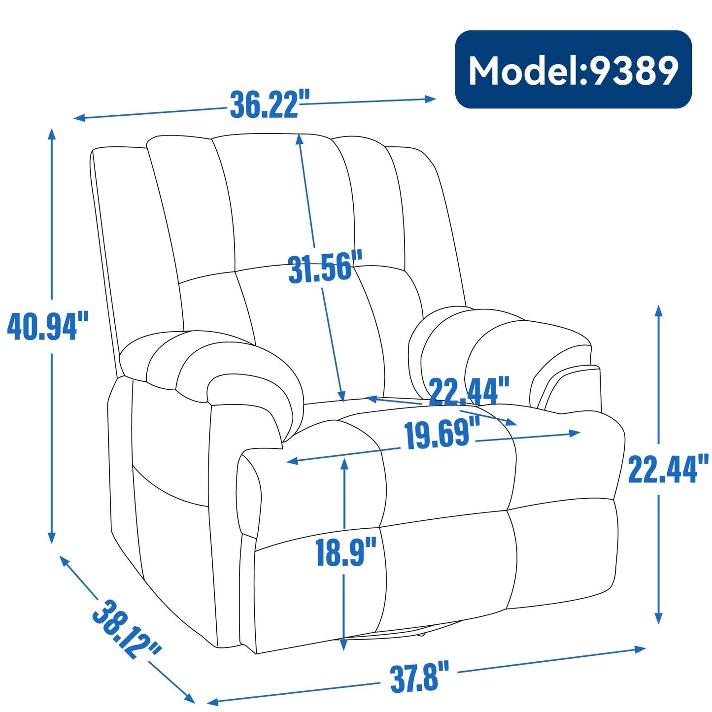 Poltrona reclinabile girevole a 360° - Comfort extra large