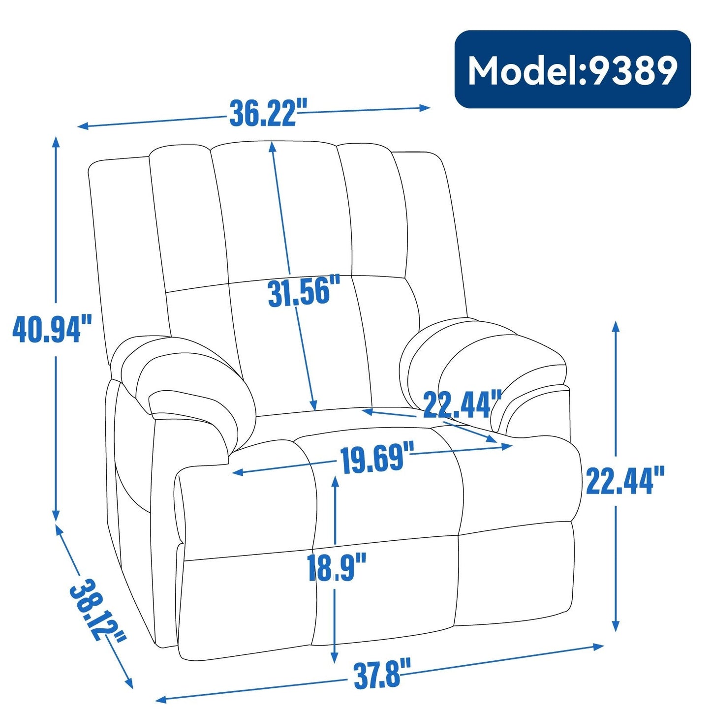 Poltrona reclinabile girevole a 360° - Comfort extra large