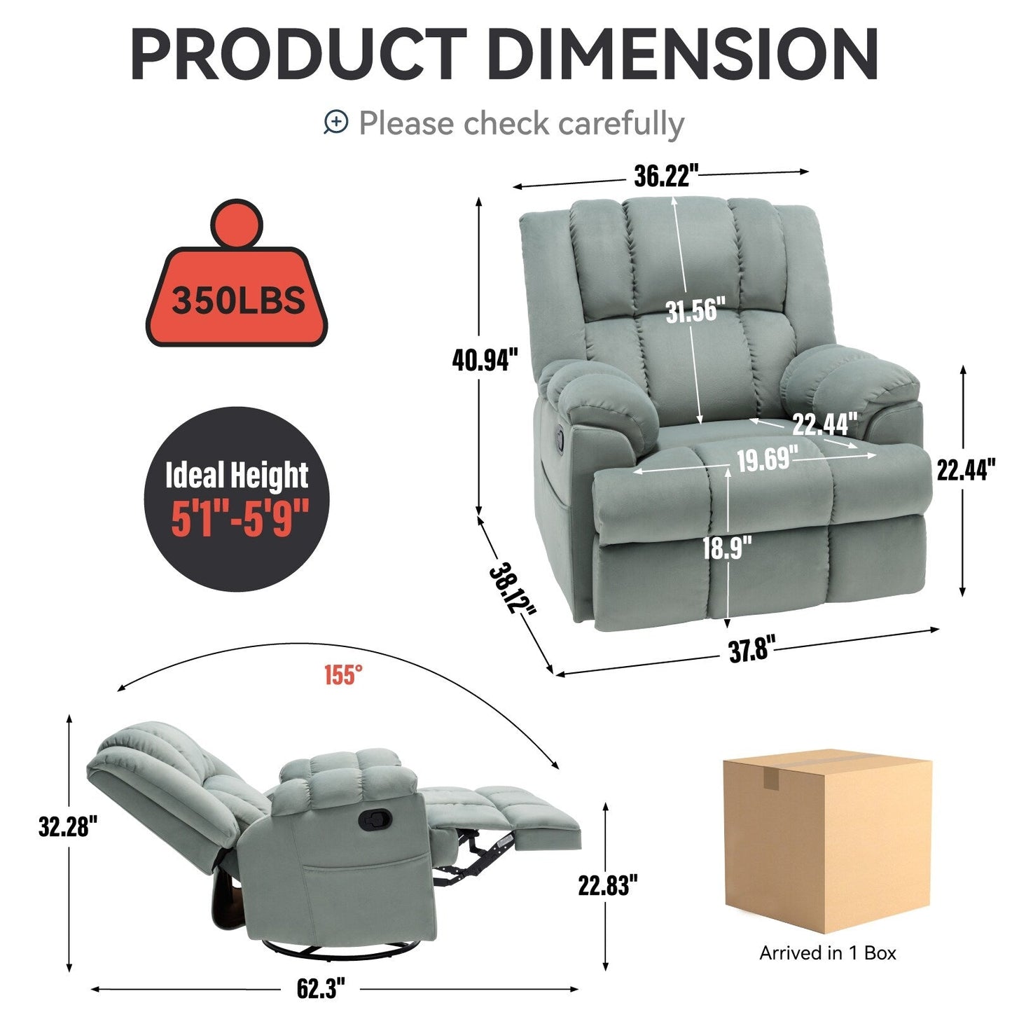 Poltrona reclinabile girevole a 360° - Comfort extra large