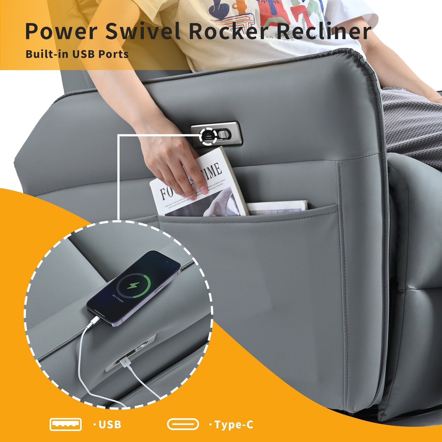 Poltrona reclinabile girevole a 360°