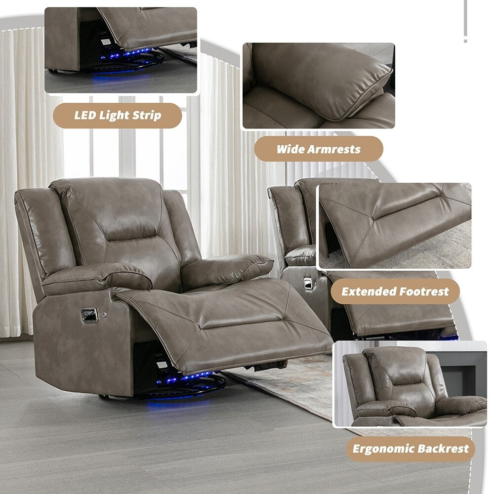 Poltrona reclinabile girevole a 360° con luci a LED, poltrona multimediale manuale