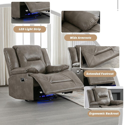 Poltrona reclinabile girevole a 360° con luci a LED, poltrona multimediale manuale