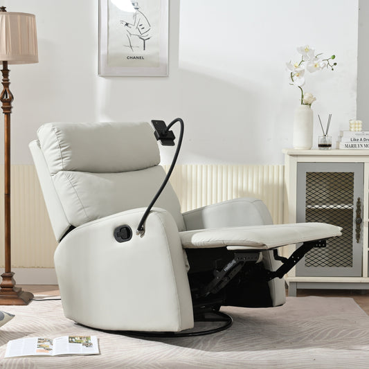 Poltrona reclinabile girevole a 360° con supporto per telefono, poggiapiedi, posizione regolabile per soggiorno e home theater