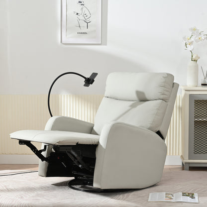 Poltrona reclinabile girevole a 360° con supporto per telefono, poggiapiedi, posizione regolabile per soggiorno e home theater