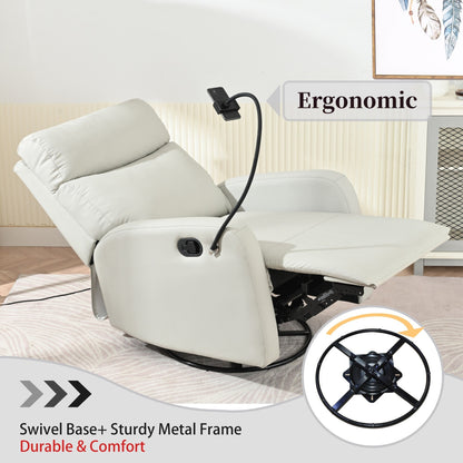 Poltrona reclinabile girevole a 360° con supporto per telefono, poggiapiedi, posizione regolabile per soggiorno e home theater